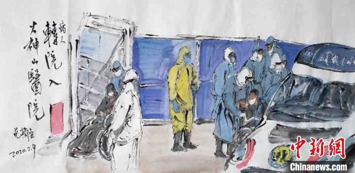 范扬“抗疫”作品 吴爱华 供图 摄 “为奥运喝彩”艺术总顾问范扬创作100多幅“战疫”画作
